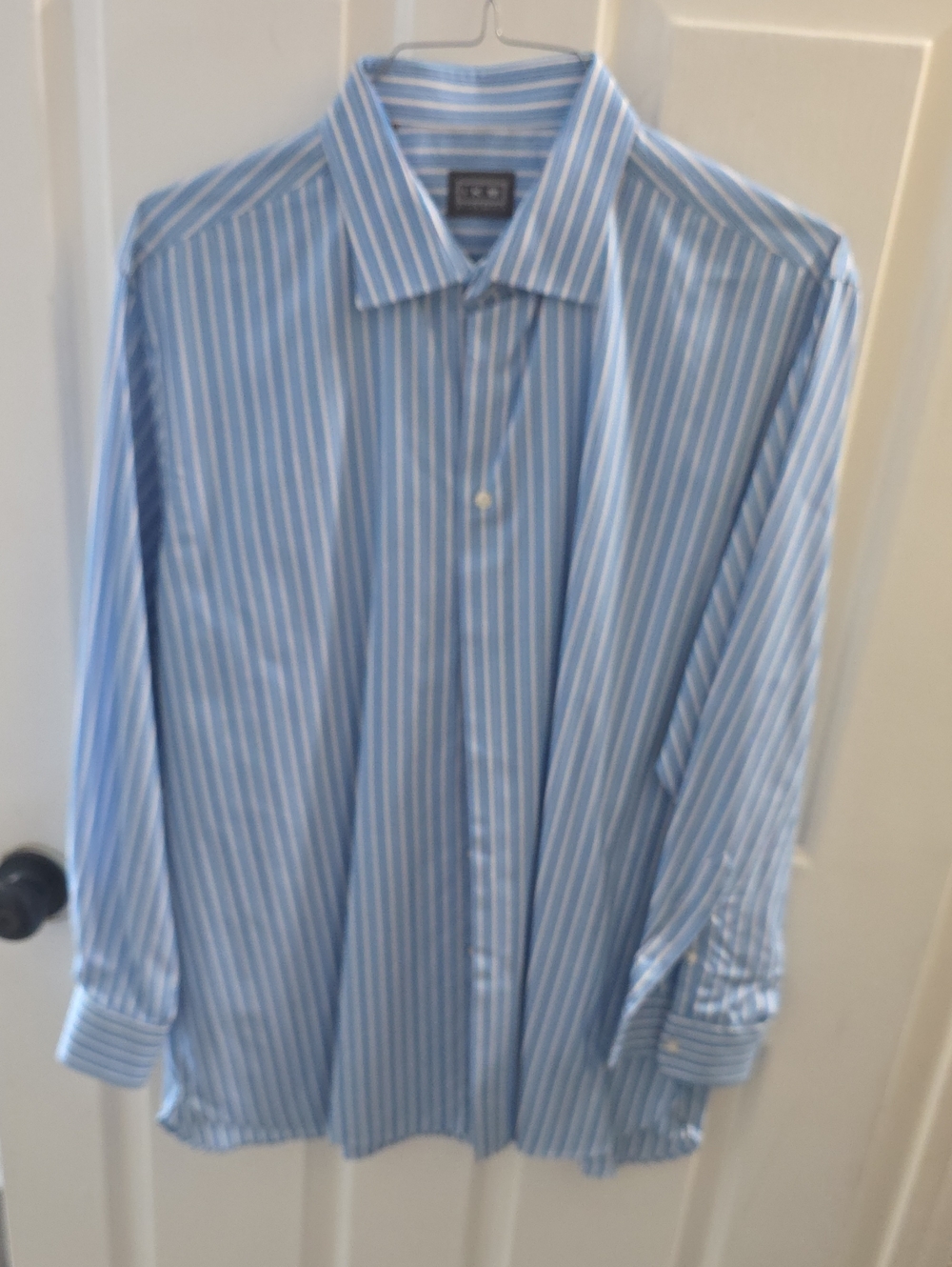 Ike Behar Light Blue and White Stripe Dress Shirt